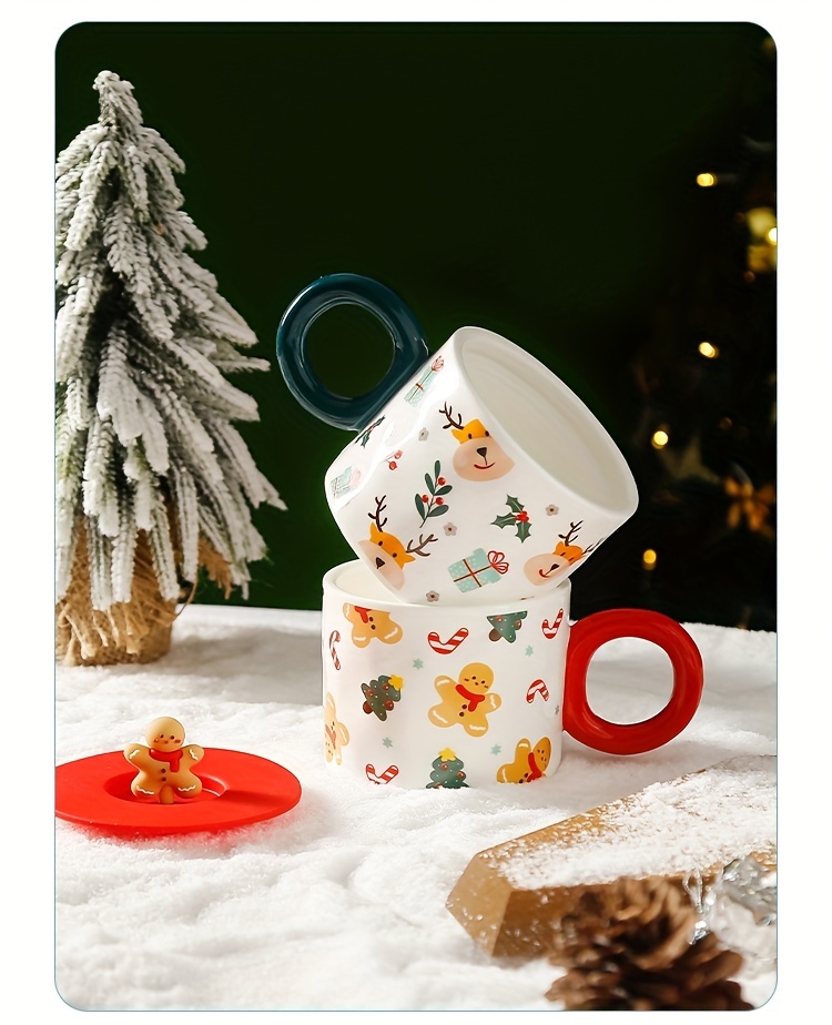 Taza De Cerámica De Alce De Navidad Para Una Sola Taza, Tazas Creativas  Lindas De Navidad, Tazas De Café De Pareja, Tazas Con Diseño De Copo De  Nieve