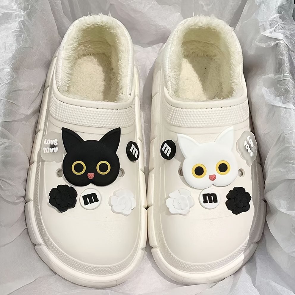 Cute Cat Shoes Accessories Cartoon Cute Black White Cat Set Shoe Charms  Soft Rubber Shoe Crocs Buckle Charm - Clothing, Shoes & Jewelry - Temu