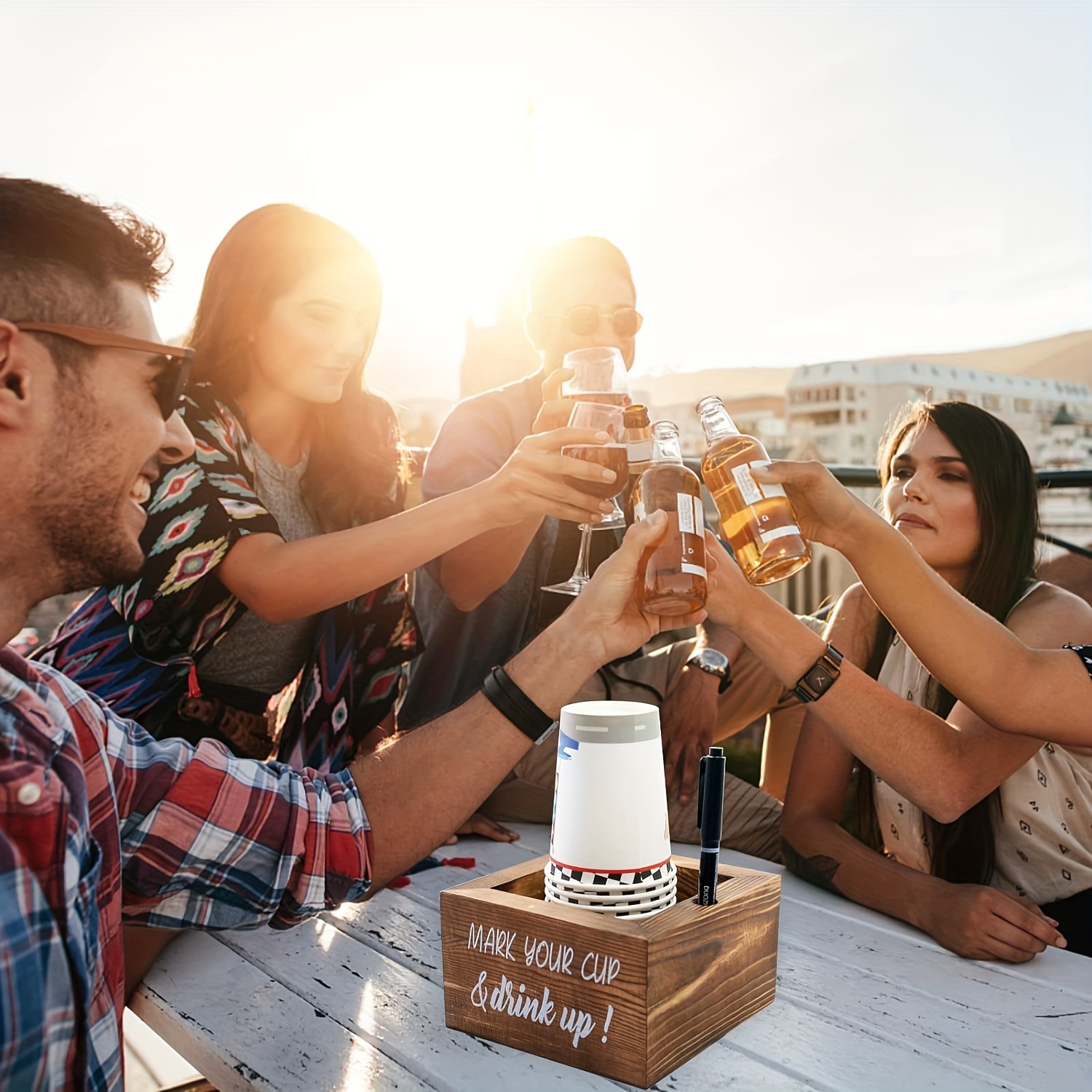 Party Wooden beer holder