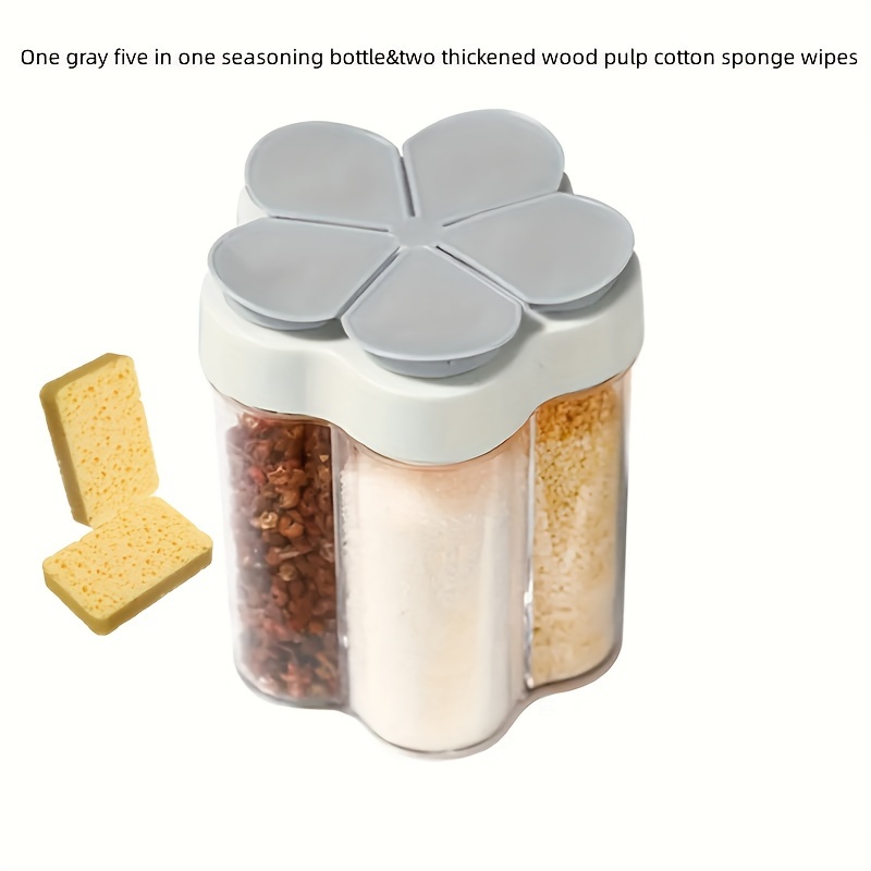 5-in-1 Spice Bottle Set (1 Spice Bottle & 2 Thickened Wood Pulp Cotton  Sponge Wipes), Household Sealed Moisture Resistant Spice Jar For Outdoor  And Home - Temu