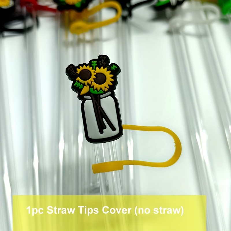 5/1pcs Silicone Straw Covers Cap Cute Flower Straw Toppers for