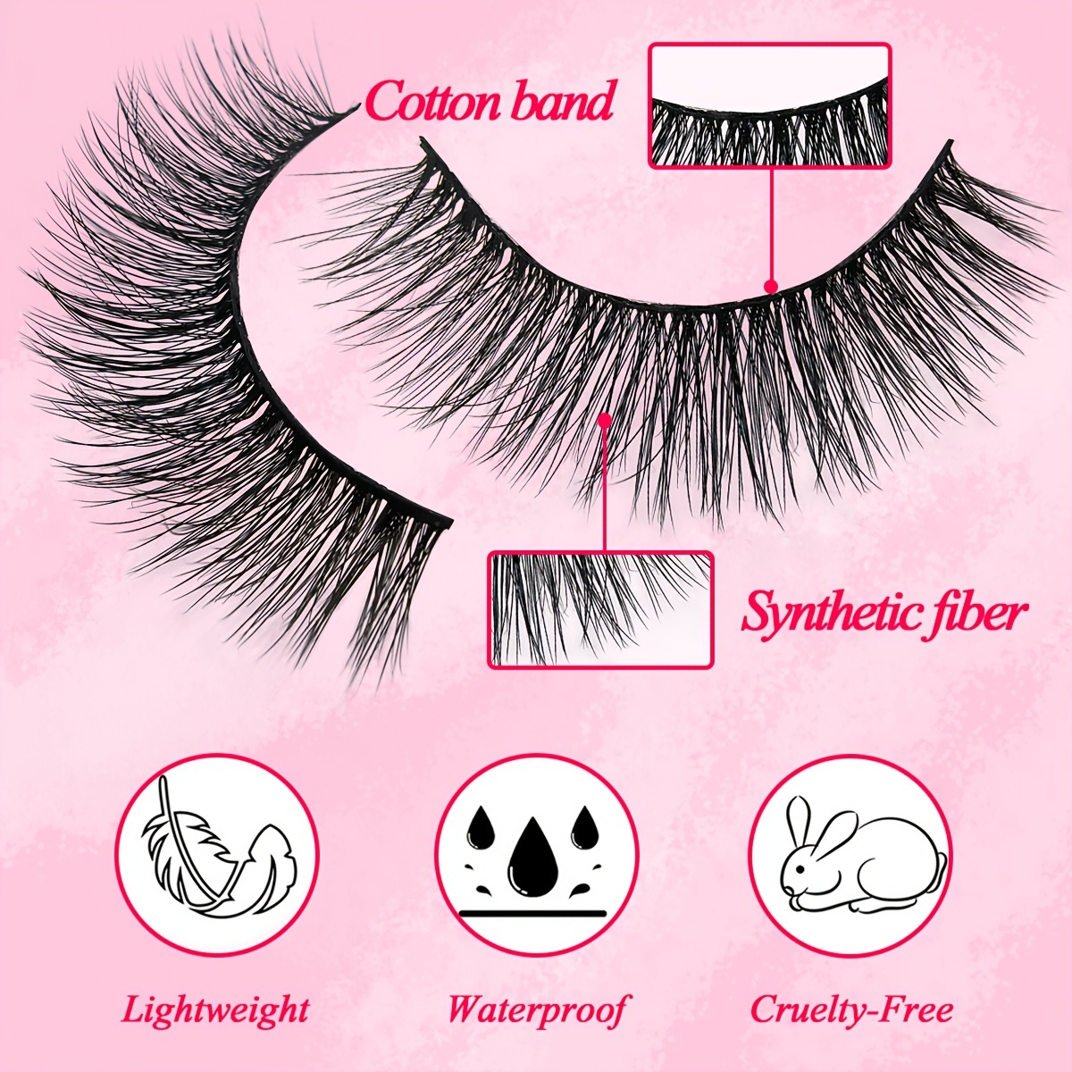 5 Pairs Short Wispy Faux Mink Fluffy Lashes 15mm Natural Look