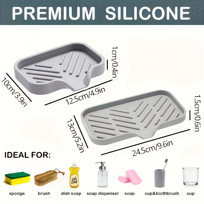 Silicone Kitchen Soap Tray, Sink Tray for Kitchen Counter/Soap