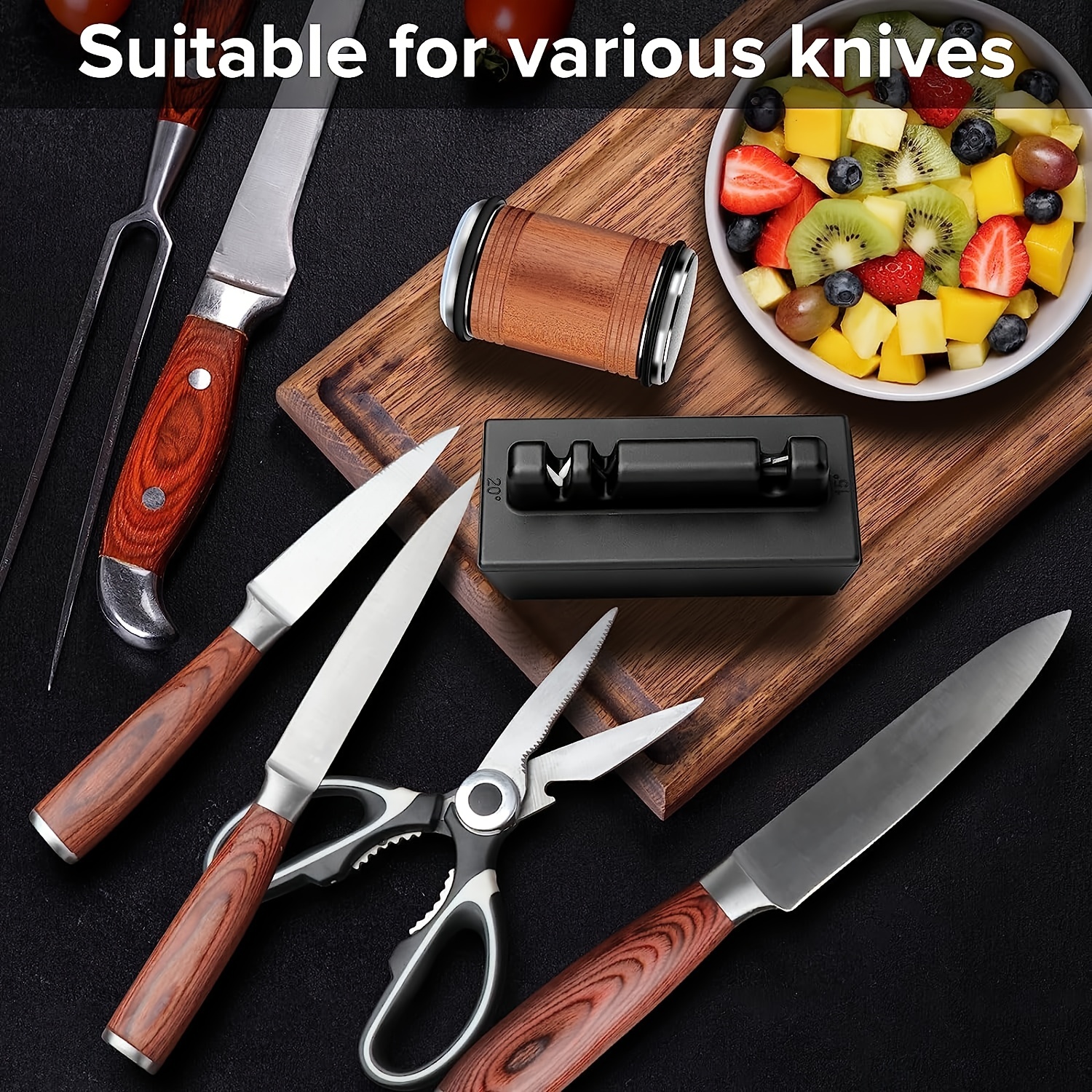 Tumbler Rolling Knife Sharpener - Knife Sharpening Made Easy - Rolling Knife Sharpening System for Kitchen Knives - Knife Sharpener Kit Offers 15 & 20