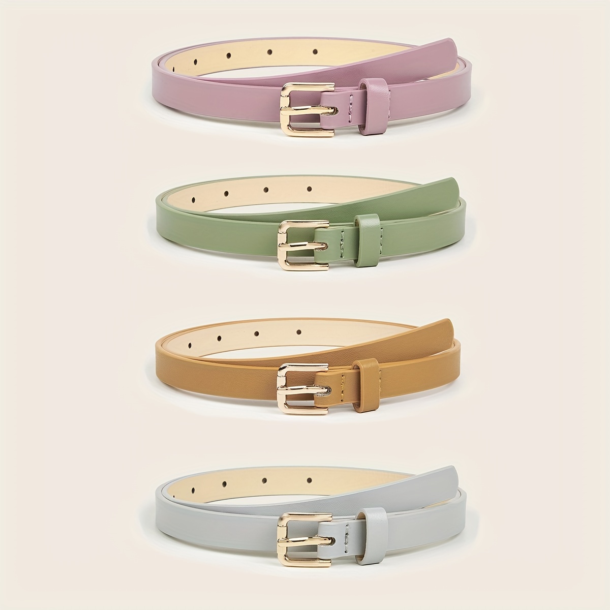 Square Pin Buckle Belt Set PU Vintage Jeans Pants Belt Women