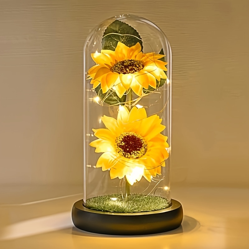 Girasole artificiale in cupola di vetro con striscia di luce a led lampada  di girasole incantata decorazione domestica regali romantici per San  Valentino festa della mamma Birthda