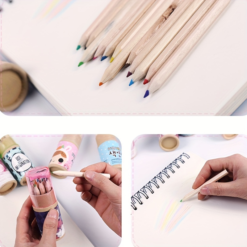 Cartoon Colored Pencils 12 Colors Drawing Pen With Pencil - Temu