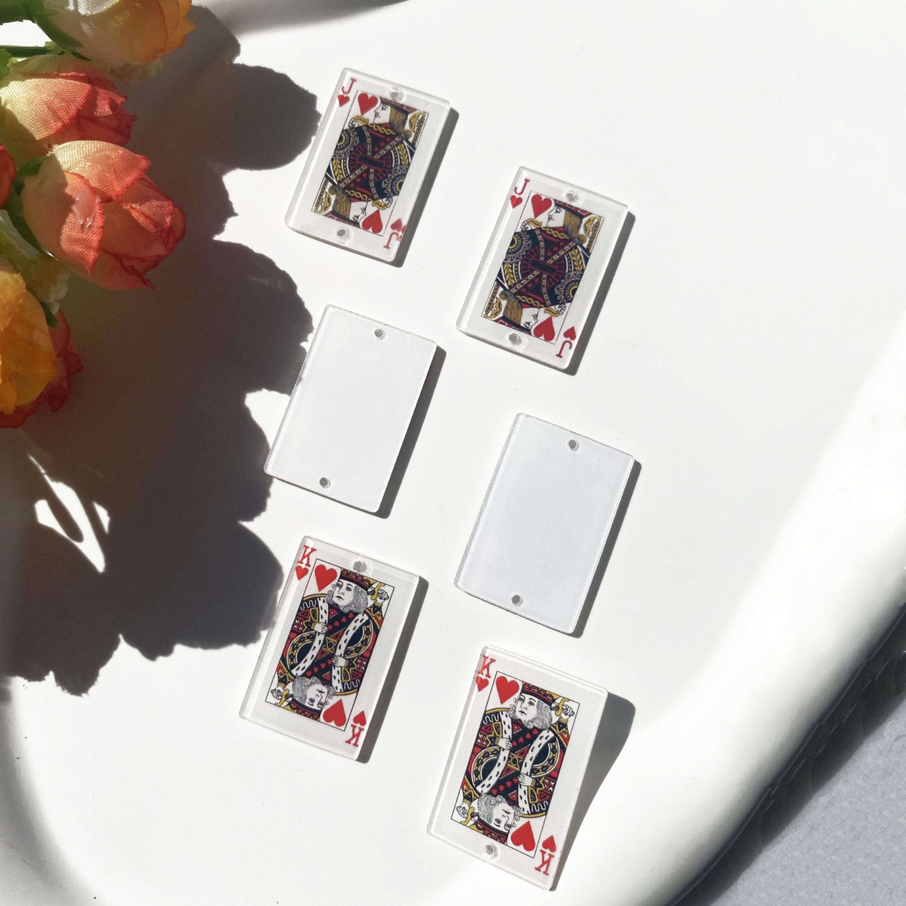 8pcs Poker Cards Charms Jack Queen King Ace Joker Acrylic Pendants for  Earring Necklace Keychain Diy Jewelry Making Accessories