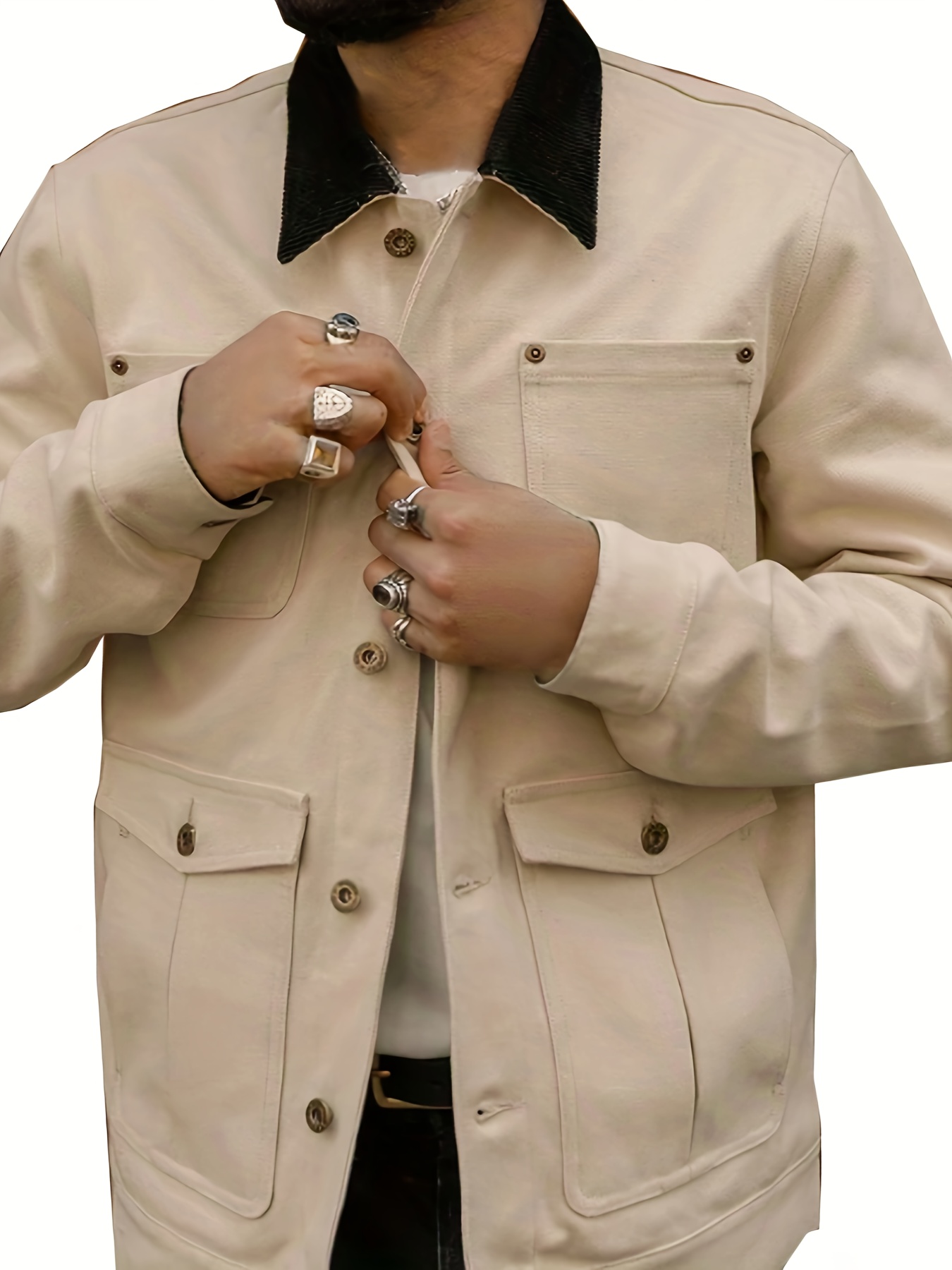 Plus Size Men's Solid Elegant Jacket Thick Spring Fall - Temu