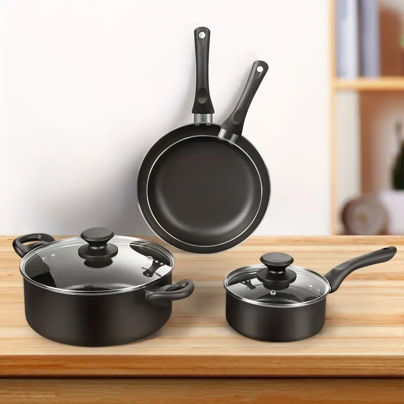 Pots And Pans Set, Aluminum Cookware Set, Nonstick Coating, Fry