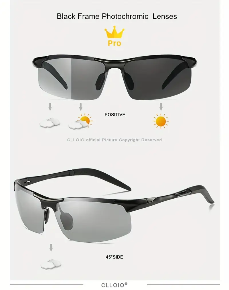 алюминиевые фотохромные мужские поляризованные дневные и ночные очки хамелеон UV400 антибликовое изменение цвета детали 0