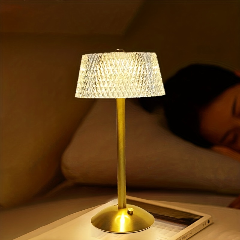 Lampe de chevet tactile Crystal Dimmable Table Lampe Sans Fil Nuit Décor  Usb Rechargeable Mood Light Pour Salon Chambre Restaurant Bar Hôtel