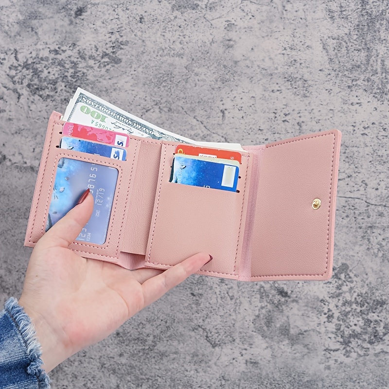 Pink PU Leather Simple Design Clutch Wallet