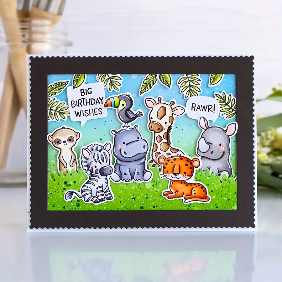 Elephant And Giraffe Animal Series Stamp And Cutting Dies - Temu Australia