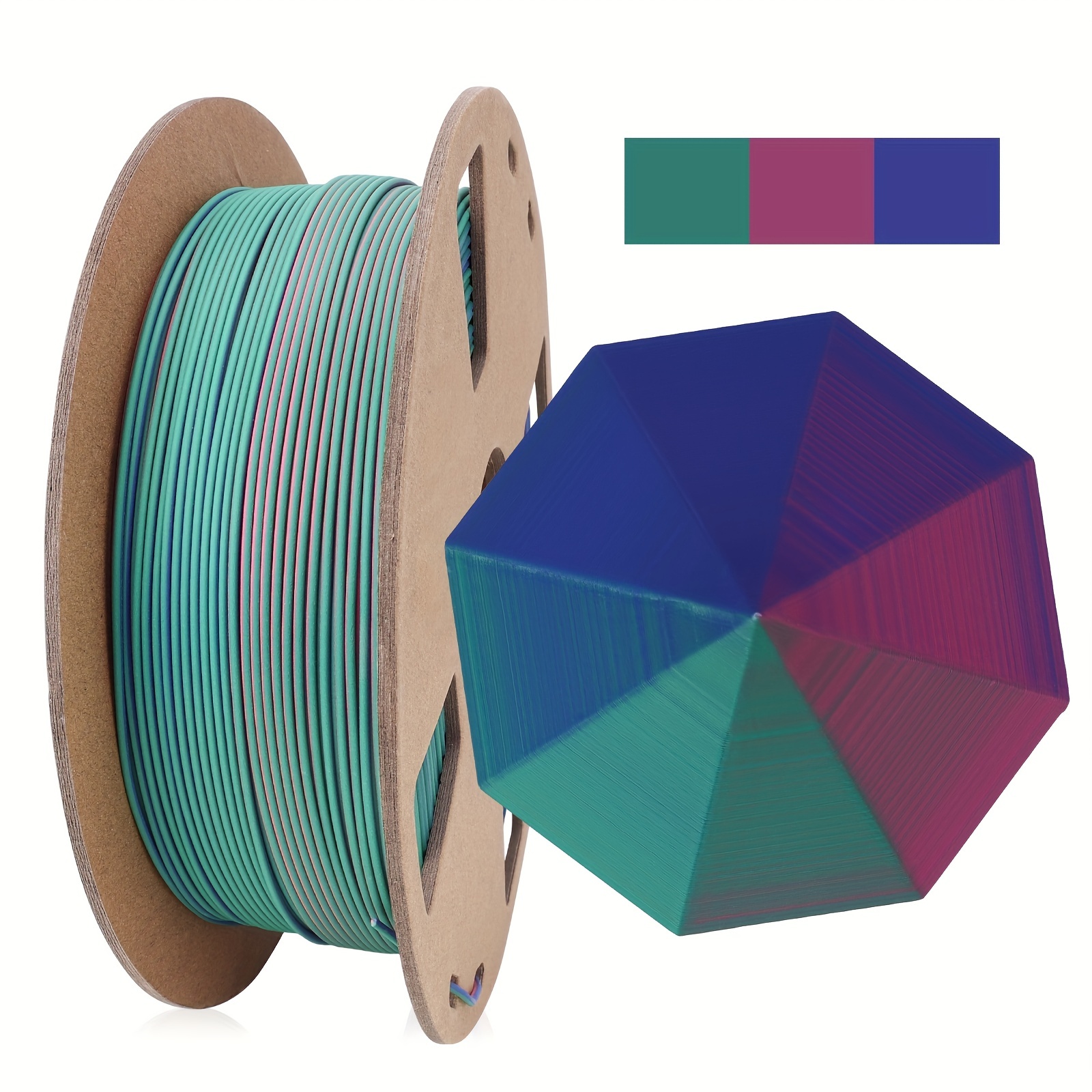 RepRapper Bobine de filament PLA en soie triple couleur de 1,75 mm, bobine  de filament PLA coextrusion de 1 kg, PLA multicolore – Compatible avec la  plupart des imprimantes FDM, soie PLA