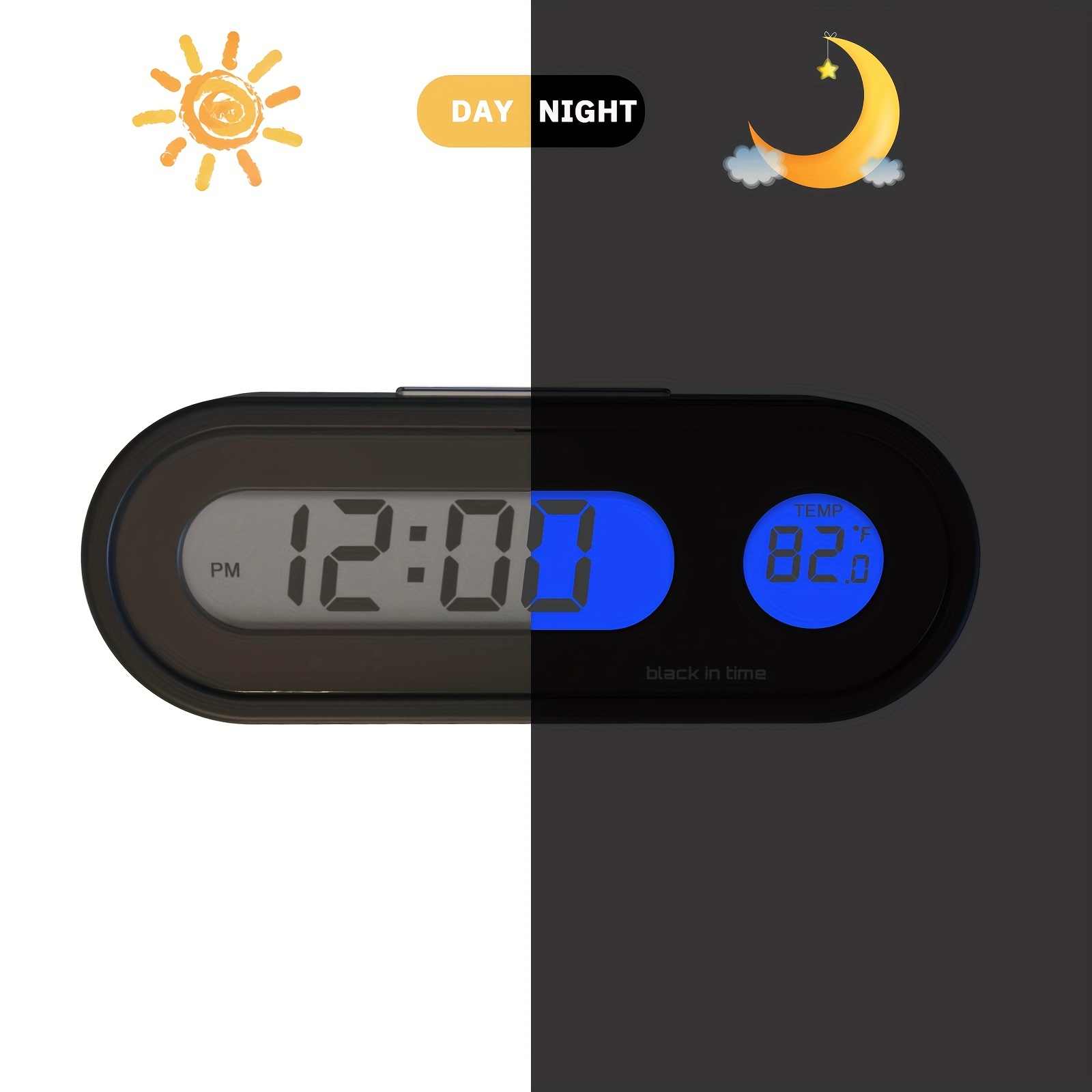 Car Clock Temperature Fahrenheit Backlight 2 in 1 Small - Temu United  Kingdom