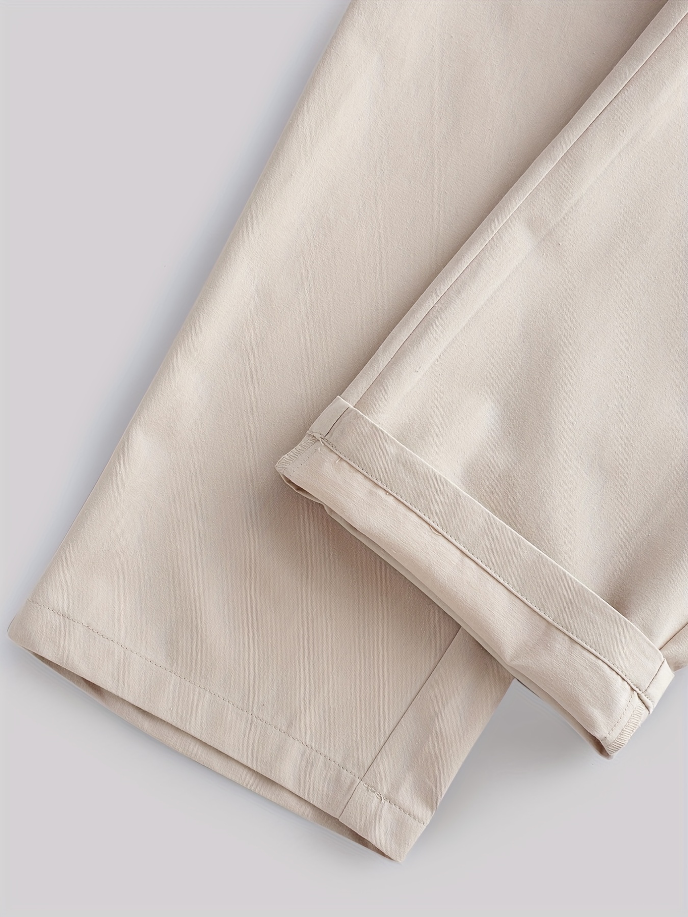 Men's Solid Cotton Pants Casual Elastic Waist Drawstring Trousers
