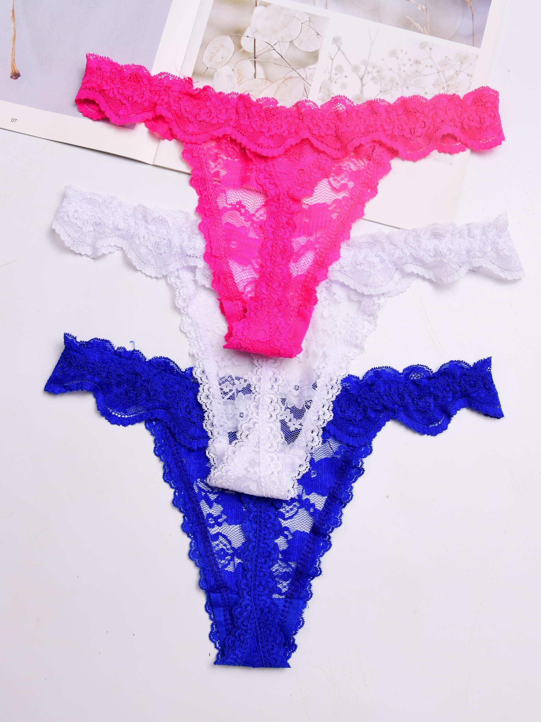Floral Lace Mesh Thongs Breathable Comfy Scallop Trim - Temu