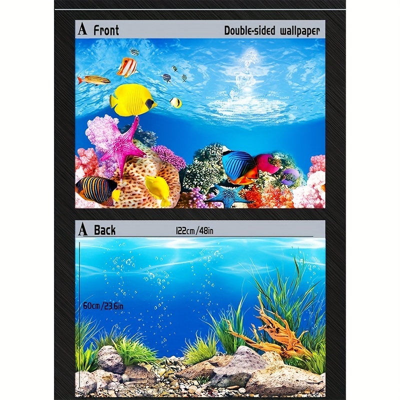 Aquarium Background Sticker Coral Reef Fish Tank Wallpaper Aquarium Poster