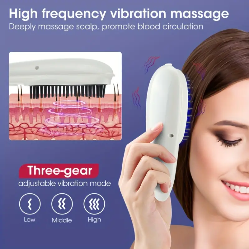 rechargeable led massage comb get gorgeous hair nails with ems micro current electric hair care details 0