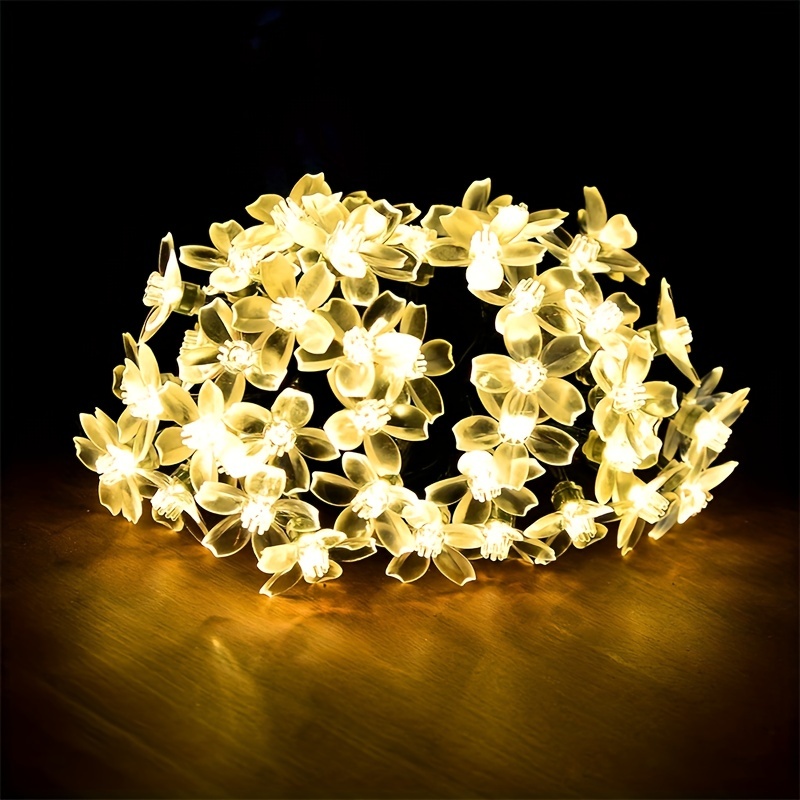 Guirlande lumineuse solaire imperméable à LED, fleurs de cerisier, pour  arbre de noël, jardin, clôture, cour, printemps