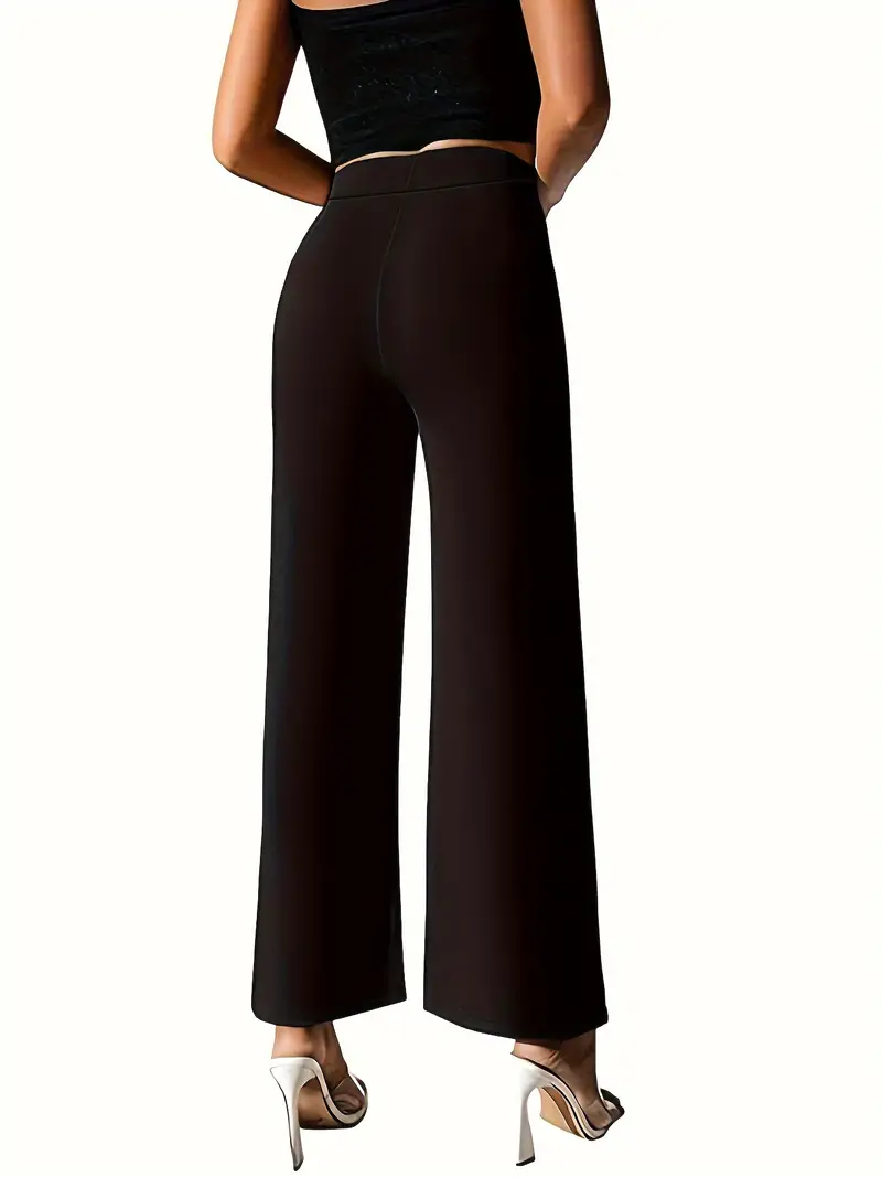 Plus Size Business Casual Pants Women's Plus Solid High - Temu Canada