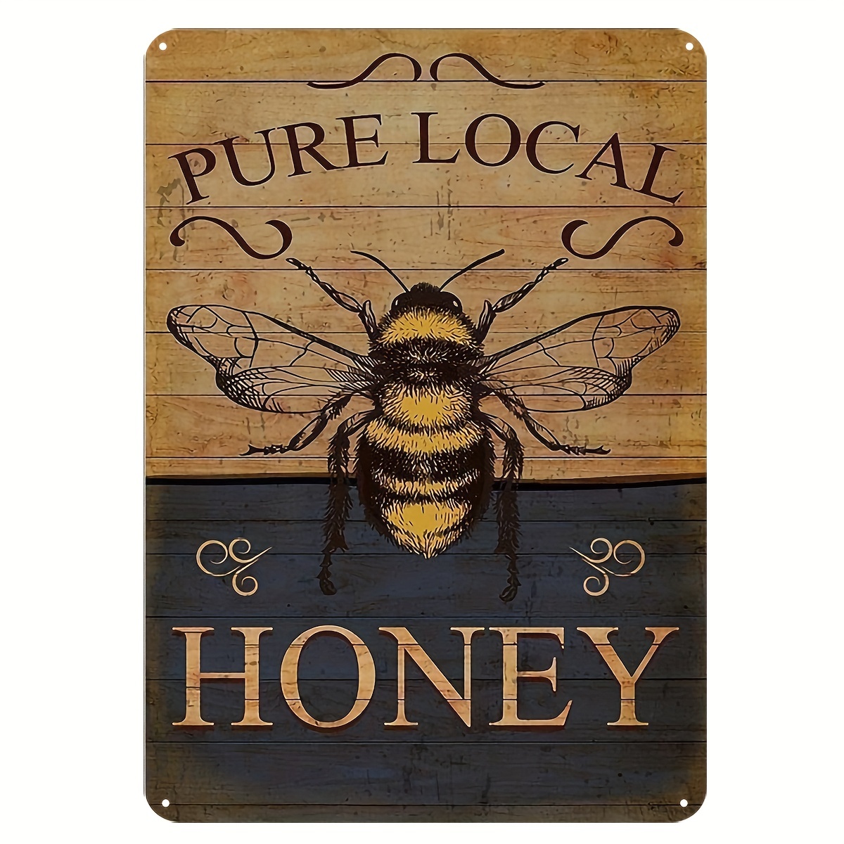 1pc, Honey Bee Knowledge Metal Tin Sign (12''x8'') , Funny