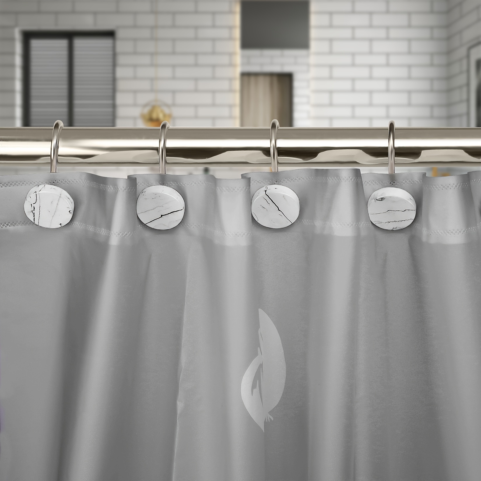 Shower Curtain Hook Marble Decorative Rust Resistant Metal - Temu Canada