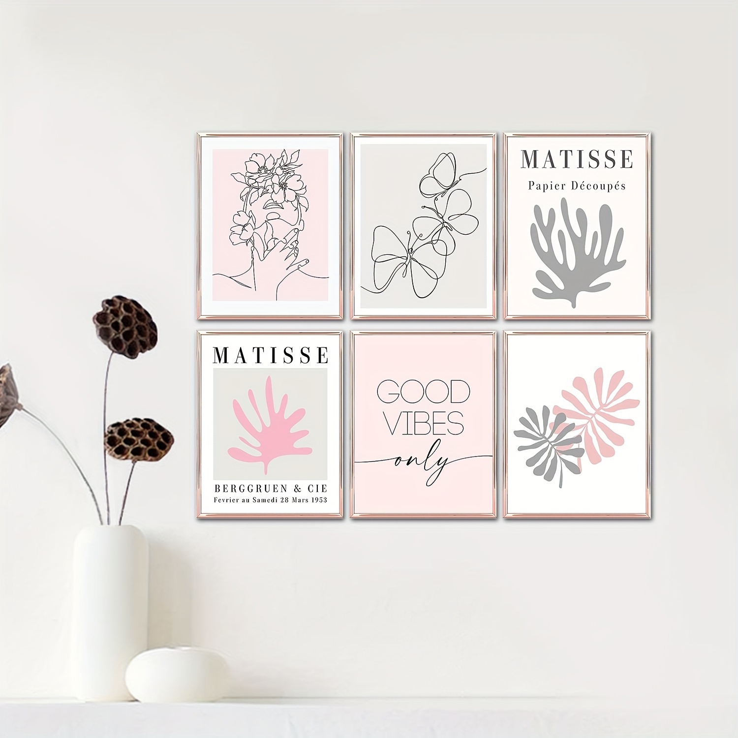 Light Pink and Grey Posters, Clean Aesthetic Coquette Cute Pictures for  Bedroom, Dorm Decor, Blush Pink and Grey Room Decor for Wall, Apartment  Decor