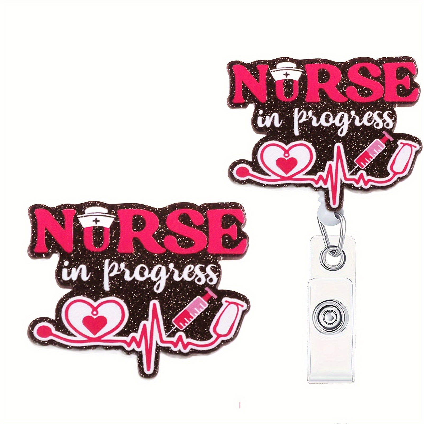 Nurse Retractable Badge Reel Clip Cute Badge Funny Glitter - Temu