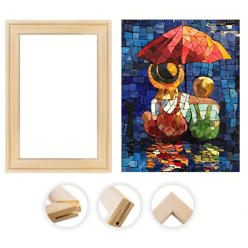 Wooden Diy Mosaic Puzzle Frame Diamond Painting Digital Oil - Temu