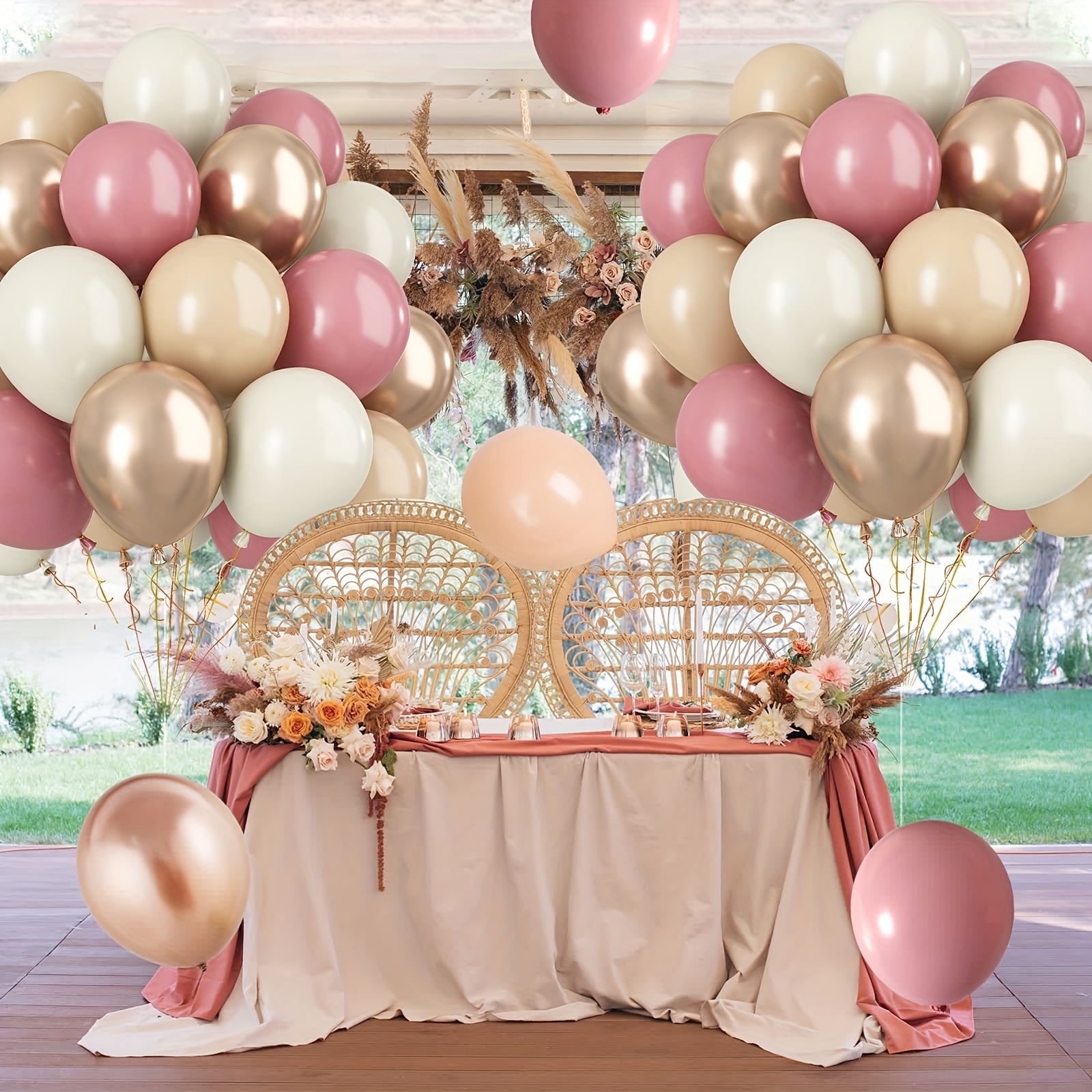 Pink Gold Balloons 60pcs Rose Gold Balloon 12 inch Metallic Gold and White  Latex Balloons for Party Graduation Wedding Birthday Baby Shower