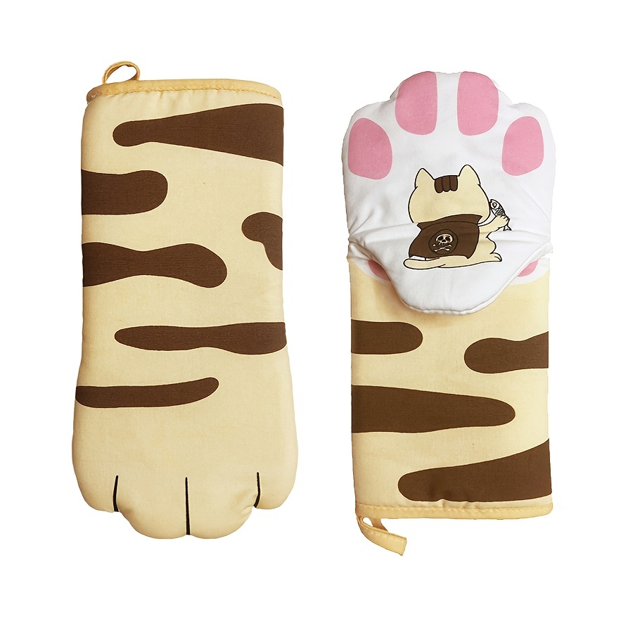 Oven Mitts Cute Cat Design Baking Gloves Heat Resistant Cooking