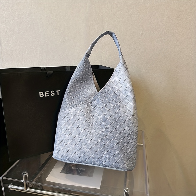 Fashion Woven Pattern Shoulder Bag, Simple Pu Leather Hobo Bag