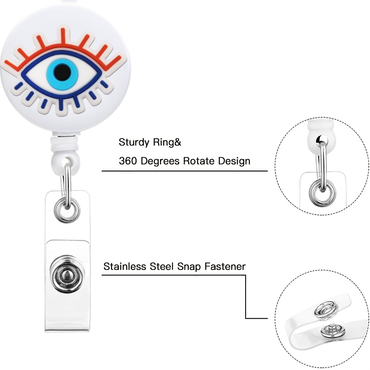  Retractable Badge Reel Clip, Badge Holder with