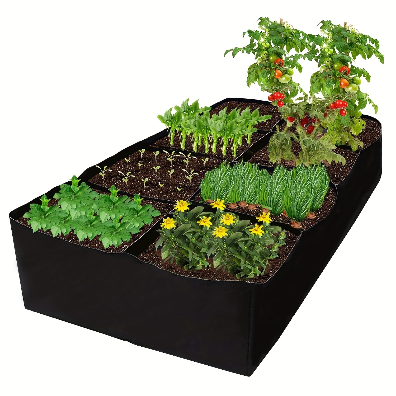

1 Pack, Garden Bed, 128 Gallon 8 Grids Plant Grow Bags, 3x6ft Breathable Planter Raised Beds For Growing Vegetables Potatoes Flowers, Rectangle Planting Container For Outdoor Indoor Gardening