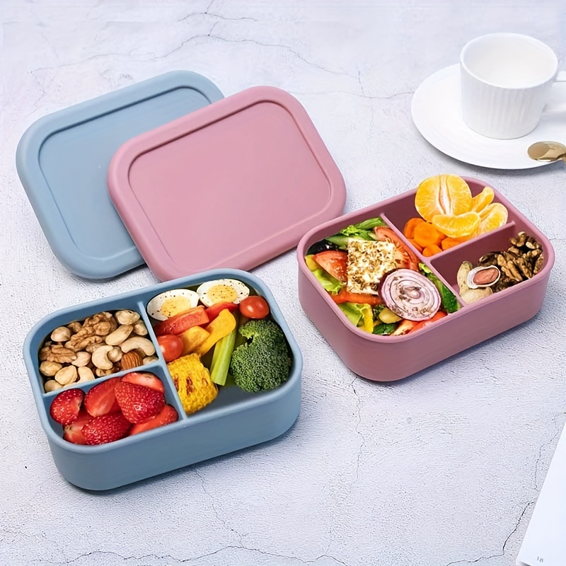 Snack Containers and Lunch Thermos for Hot Food Set, Small Leakproof Bento  for Kids with 3 Divided Sections in Pink and Blue, Stainless Steel Wide
