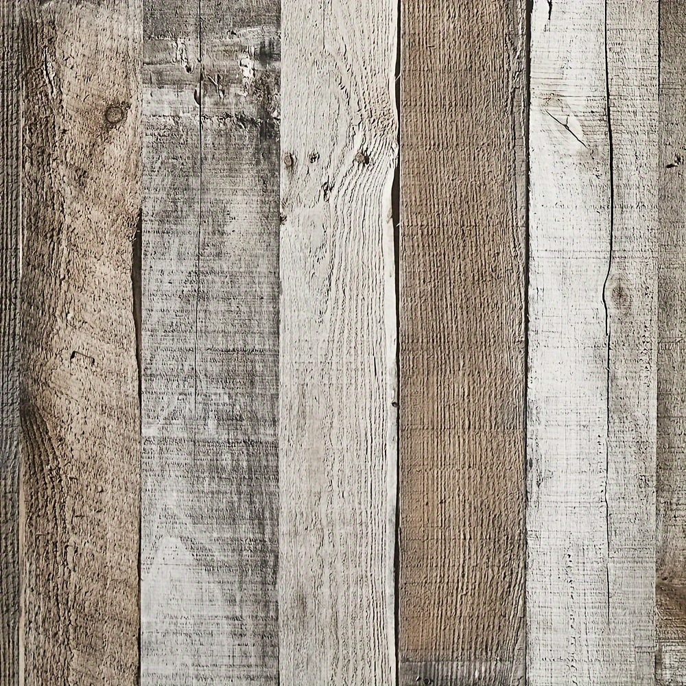 

1 Roll Distressed Wood Wallpaper, Retro Gray Wood Grain Contact Paper, Peel And Stick Wallpaper, Waterproof Removable Living Room Kitchen Bedroom Dormitory Wallpaper, Decorative Home, 11.81in*196.85in