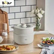 bear electric hot pot with steamer 1 6l rapid noodles cooker and multifunctional portable ramen cooker non stick mini hot pot for steak egg oatmeal and soup with adjustable power perfect for quick and easy meals details 0