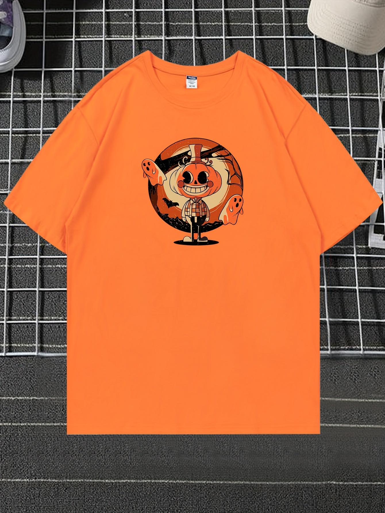 Men's Trendy Short Sleeve Halloween Pumpkin Print T shirt - Temu ...