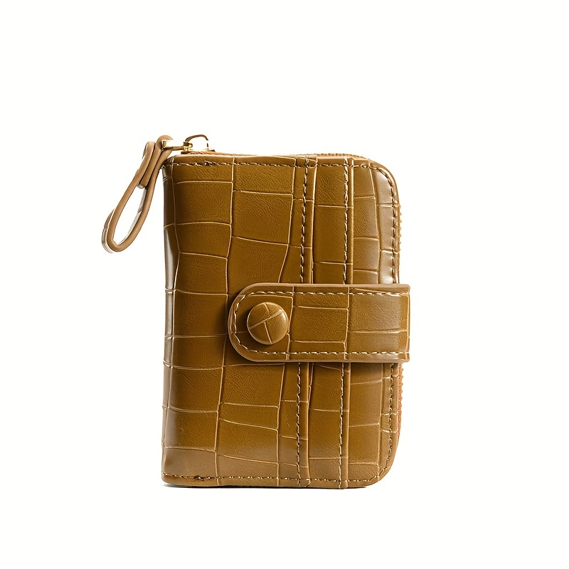 ZIPPED CARD HOLDER IN CROCODILE EMBOSSED CALFSKIN - BROWN