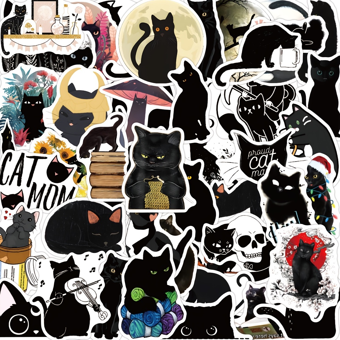 Sticker black Cat Cute Meme Kitten Doodle 