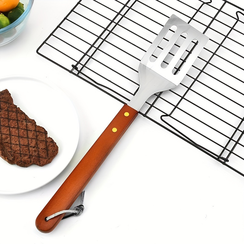 Bbq Grill Tool Set: Wooden Handle Barbecue Kit With - Temu