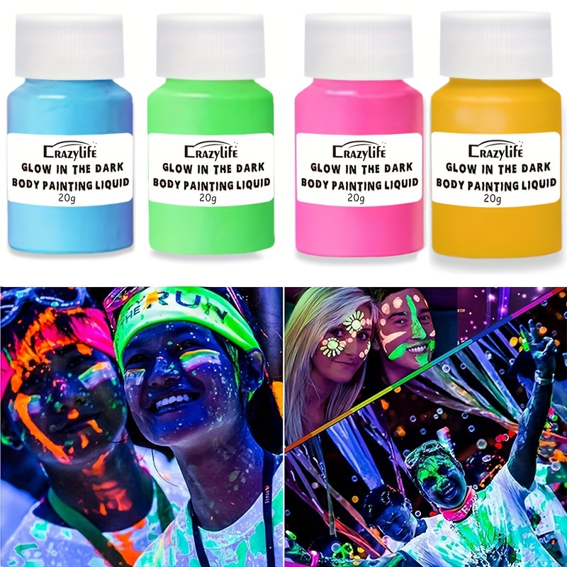 UV Body Paint - Glows Under Black Light (8 Bottles 0.75 fl oz Each)