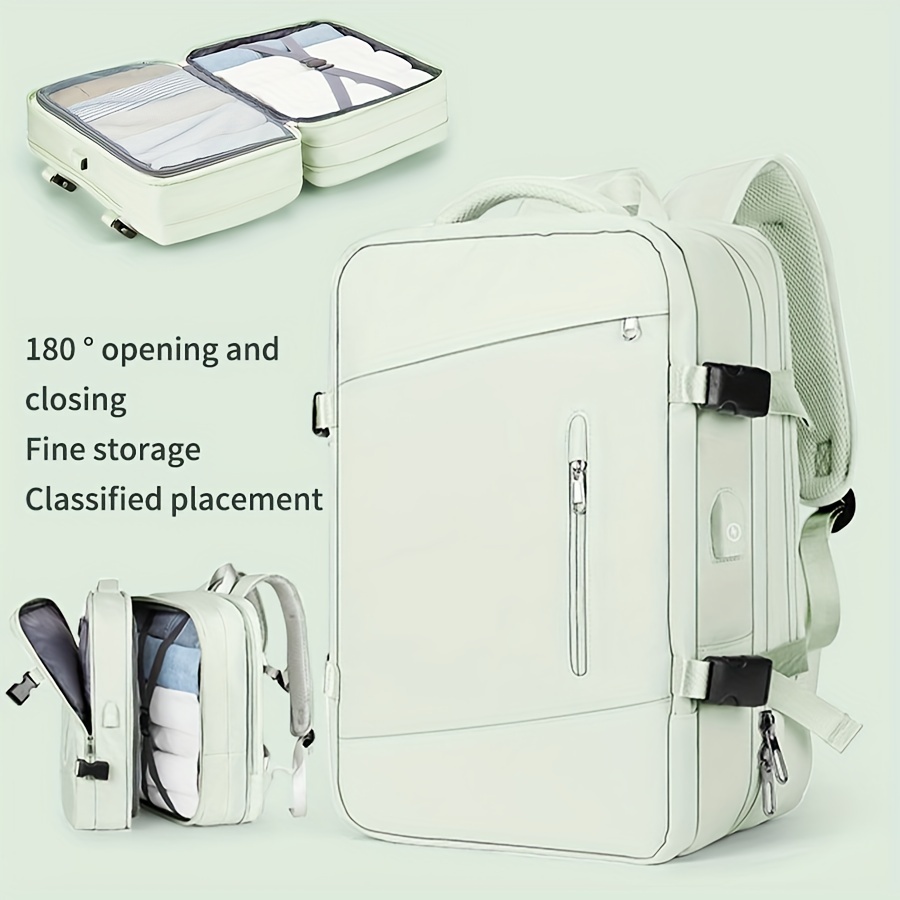 Mochila de viaje, mochila de mano, impermeable, expandible de 40 litros,  aprobada por vuelo, mochila para laptop de 17 pulgadas con puerto USB
