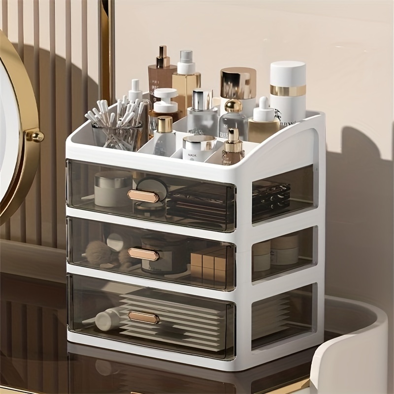 Comforhous RNAB0BYZGJWDT comforhous desk organizer and storage with 2  drawers and 4 compartments, makeup organizer vanity organizer, cosmetic  storage