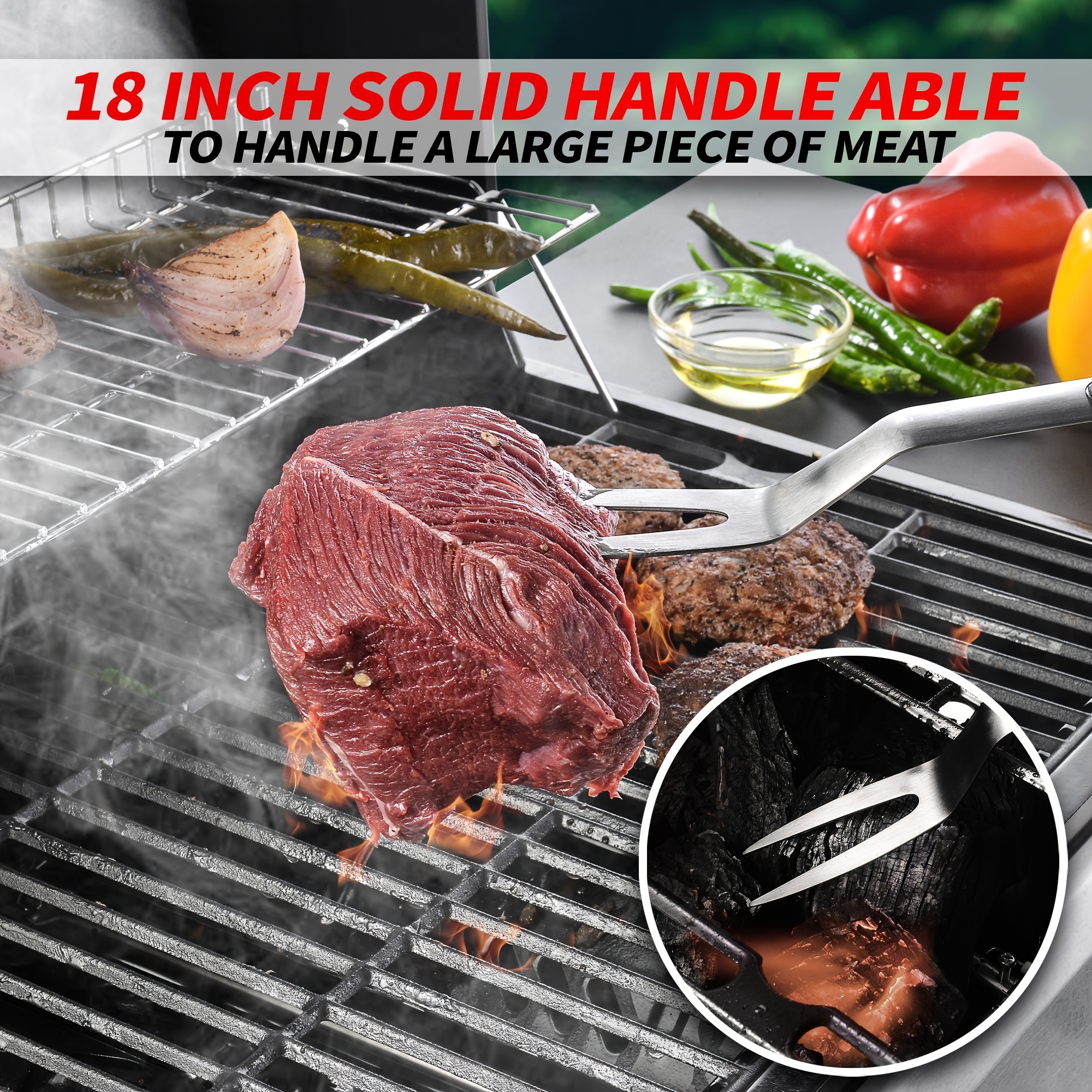 BBQ Grill Accessories for Outdoor Grill Set Stainless Steel Camping BBQ  Tools Grilling Tools Set (5-Piece)