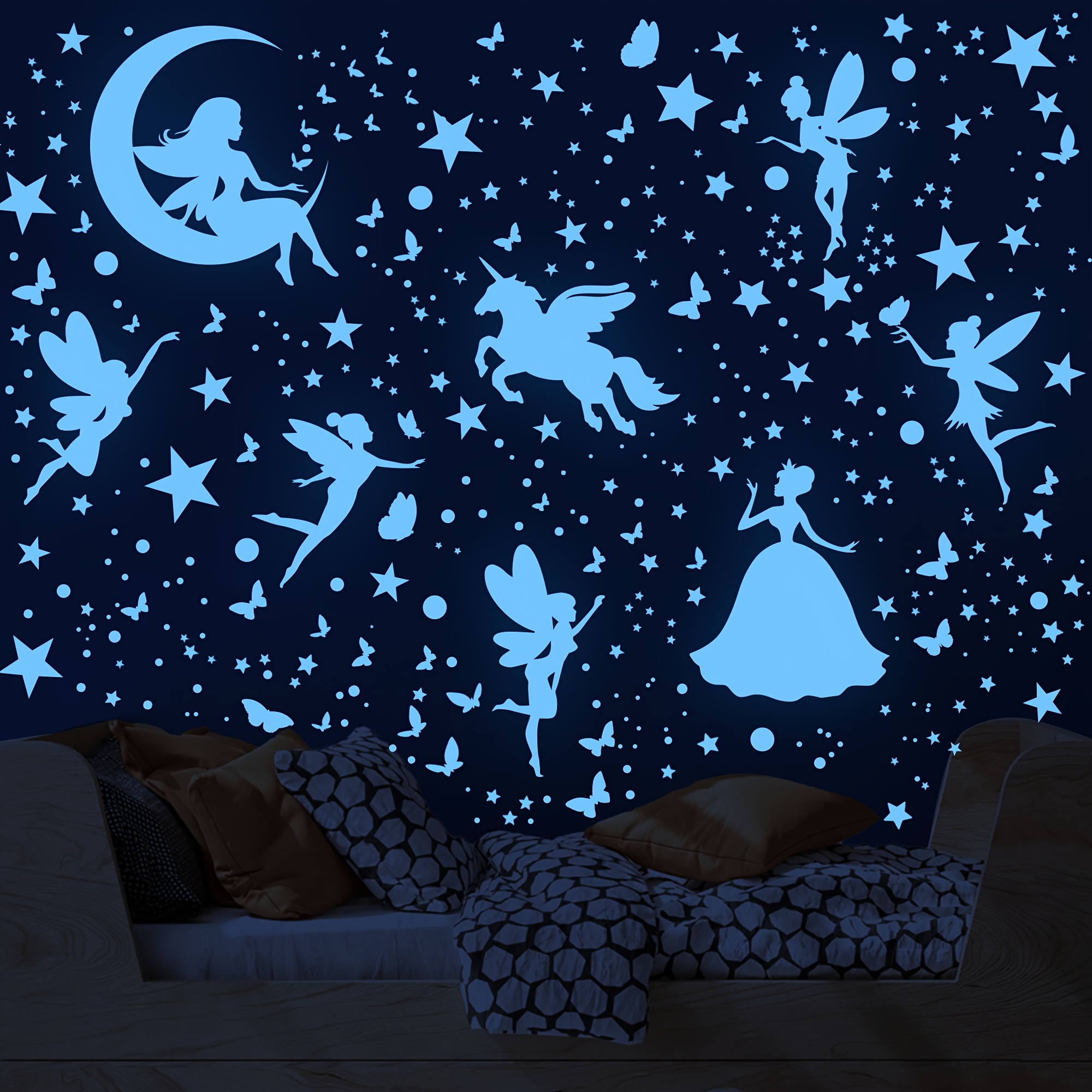 Pegatinas de pared de estrellas luminosas Pegatina de la habitación de los  niños Pegatinas de pared de luna y estrellas fluorescentes, pegatinas para  habitación de niños niña decorativa, 30 cm oso de
