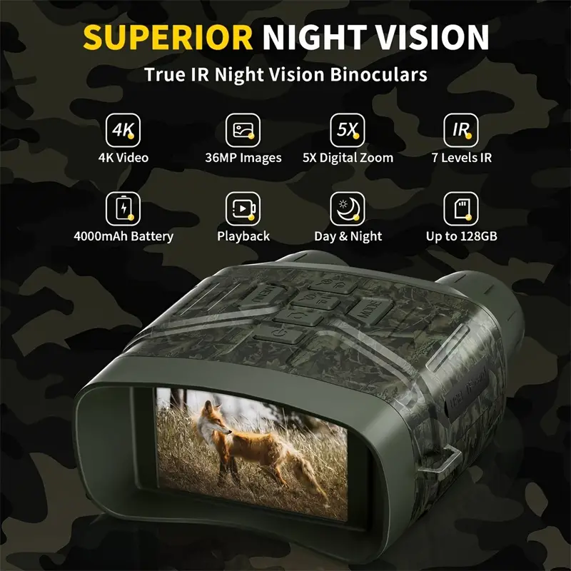 Gafas de visión nocturna - Prismáticos de visión nocturna para adultos,  prismáticos de pantalla * de 3 pulgadas pueden guardar fotos y videos con