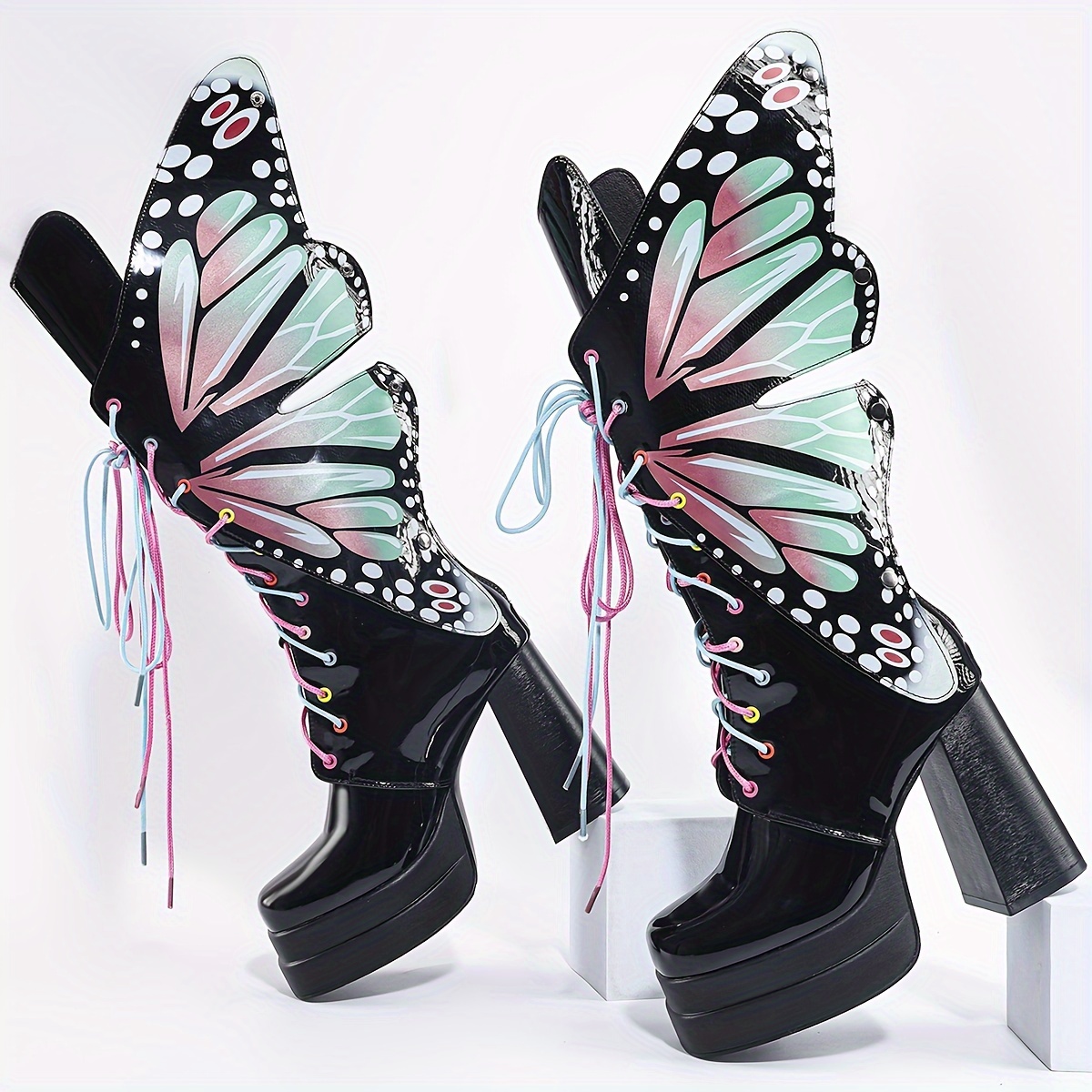 Women's Fashion Butterfly Calf Boots Trendy Personality - Temu Canada